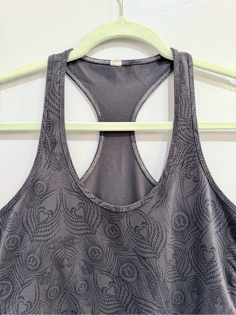 Lululemon Cool Racerback Tank Top Peacock Feather Dot Black Gray Size 6 - Picture 3 of 11